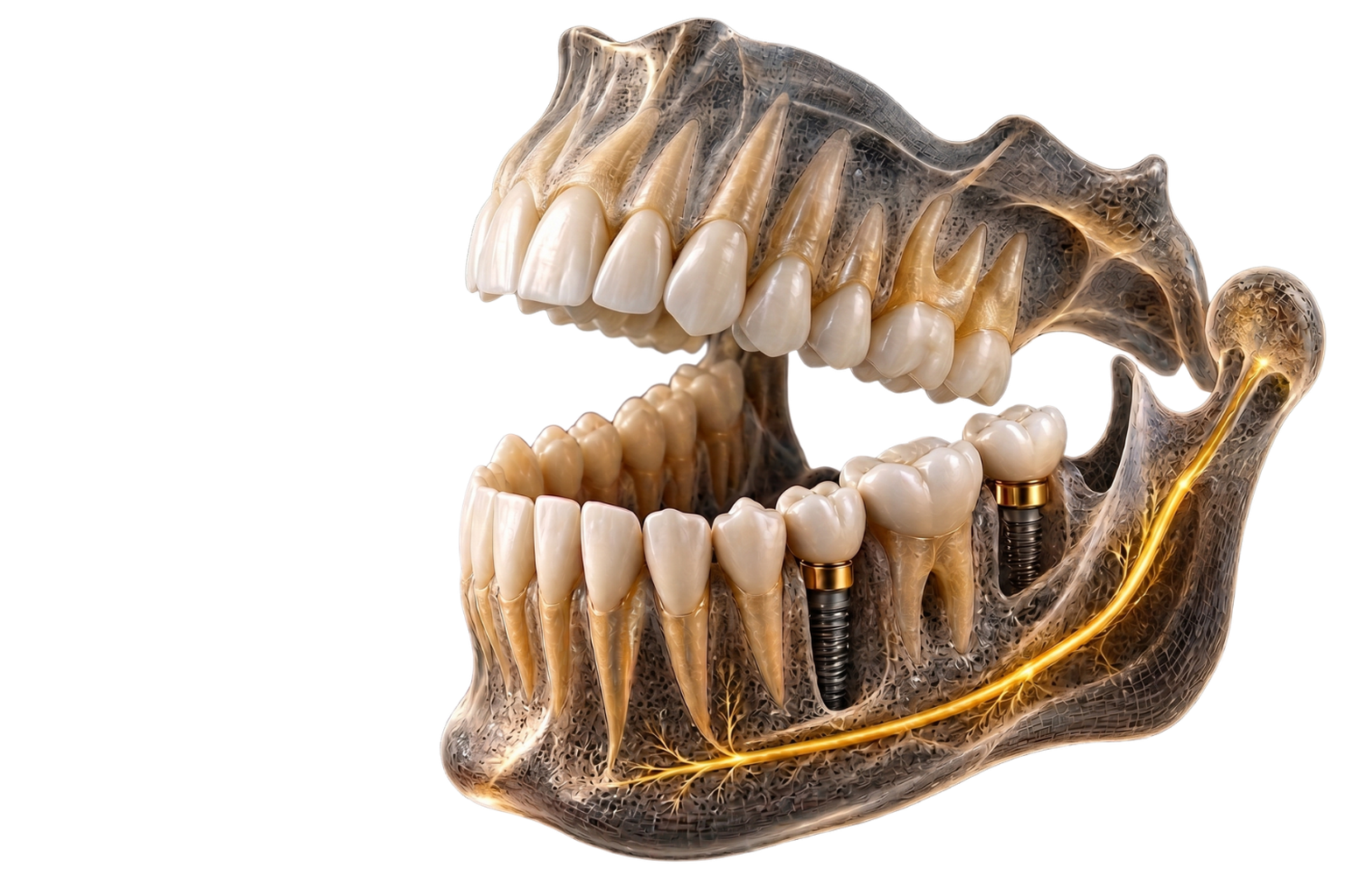 Three-dimensional anatomical view of a dental arch and jaw